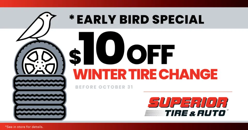 Early Bird Special – $10 Off Winter Tire Change